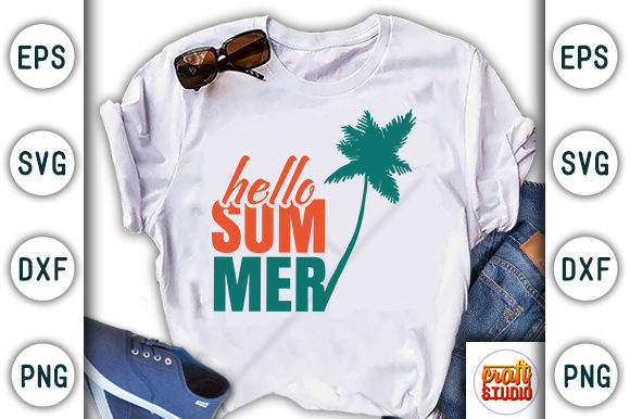 Hello Summer, Summer Beach Quote: A Fresh Graphics Asset for T-Shirt Designs