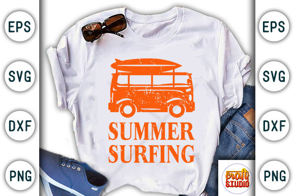 Summer Surfing, Summer Beach Embroidery Design