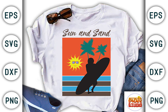 Sun and Sand Beach Quote Design for T-Shirts & Graphics