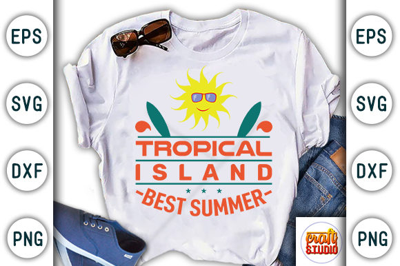 Tropical Island, Summer Beach Design for Graphics and T-Shirt Projects